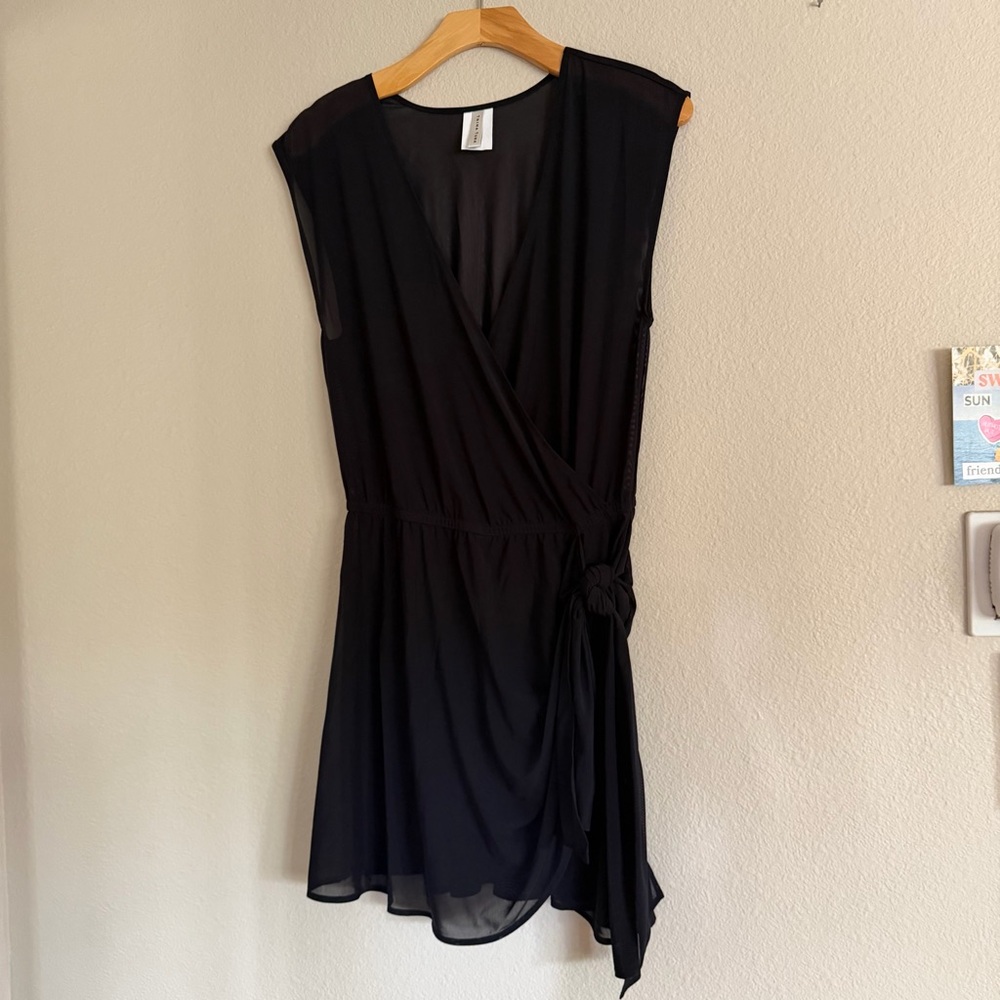 Trina Turk Mesh Wrap Swim Cover Up Dress Black Size Small